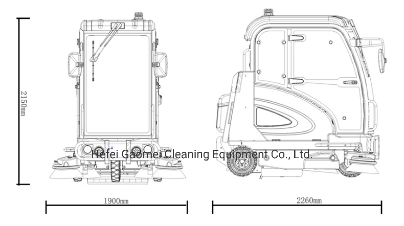 Battery Operation Street Design Full Cover Cabin Road Sweeper (S1900ED) for Cleaning Road and Garden Brick Paved Floor